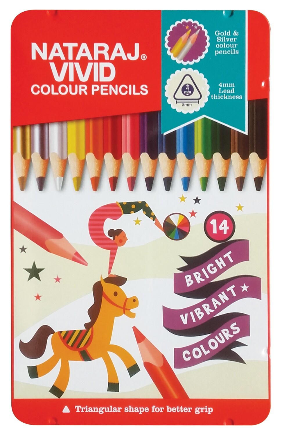 NATARAJ 14 VIVID PREMIUM TRIANGULAR COLOR PENCIL
