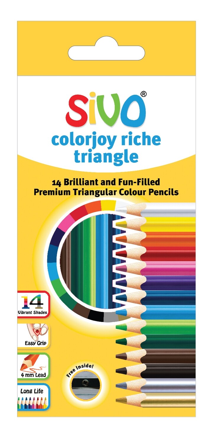 SIVO 14PCS FULL SIZE COLORJOY RICHE TRIANGLE COLOR PENCIL