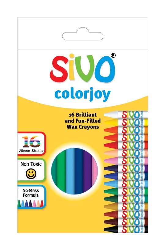 SIVO 16PCS COLORJOY ROUND WAX CRAYONS 90MM