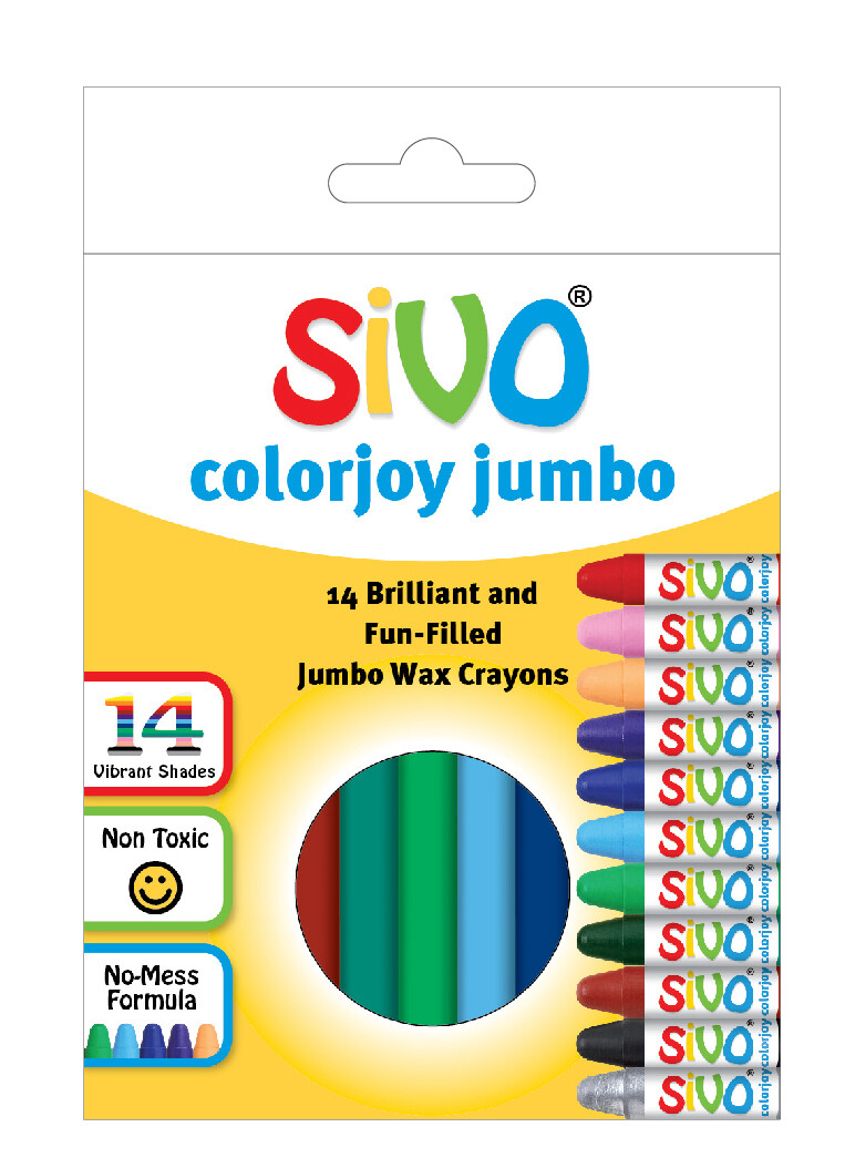 SIVO 14PCS COLORJOY JUMBO ROUND WAX CRAYONS 90MM