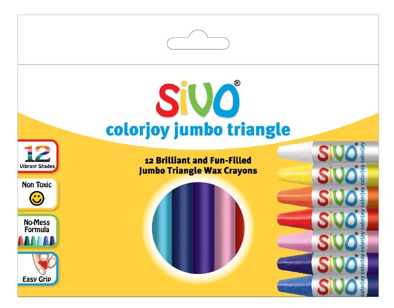 SIVO 12PCS COLORJOY JUMBO TRIANGALE WAX CRAYONS