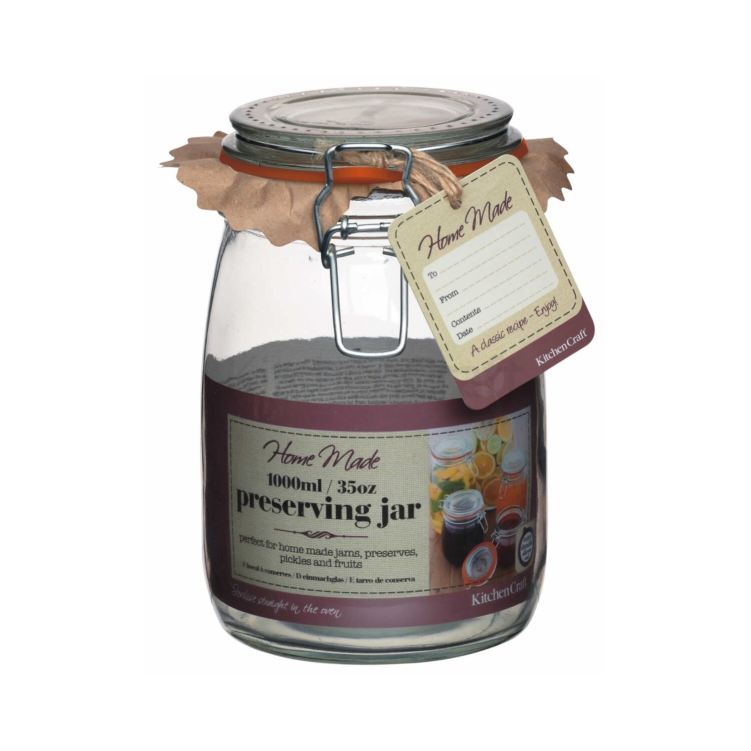 KC PRESERVING JAR 1000G.W/RUBBER SEAL KCLP1000