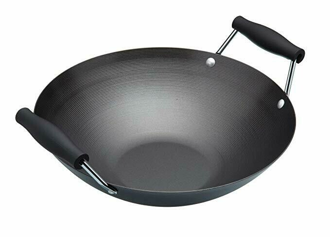 KC 30CM NON STICK WOK CARBON STEEL DOUBLE HANDLE