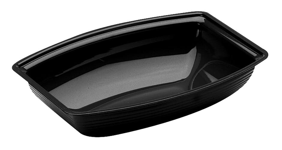 CAMBRO PC 14X19&quot; RIB RECTANGLE BOWL CLEAR/BLACK