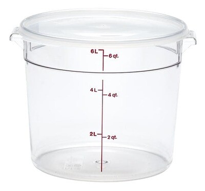 CAMBRO 6QT ROUND CLEAR FOOD CONTAINER W/COVER