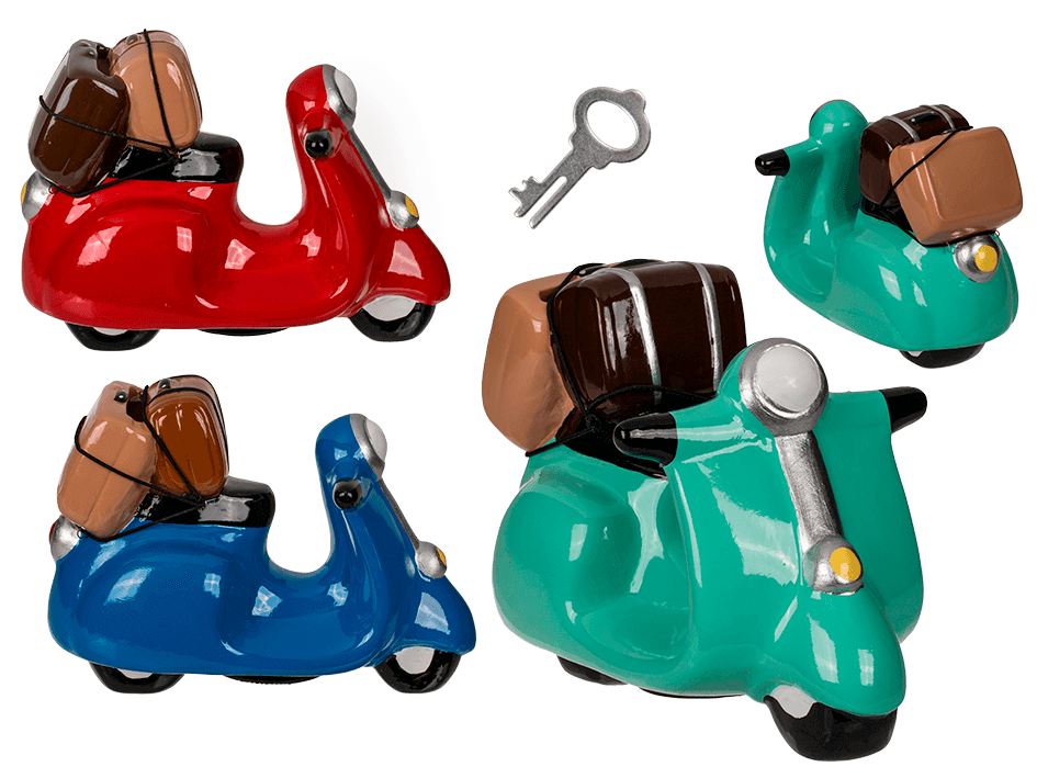 THE BLUE CERAMIC MONEY BANK MOTOR SCOOTER 144281