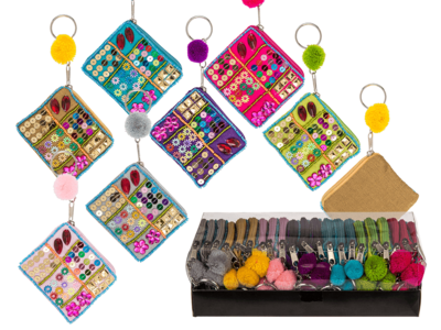 THE BLUE MULTI COLORED JEWELERY KEY CHAIN PURSE