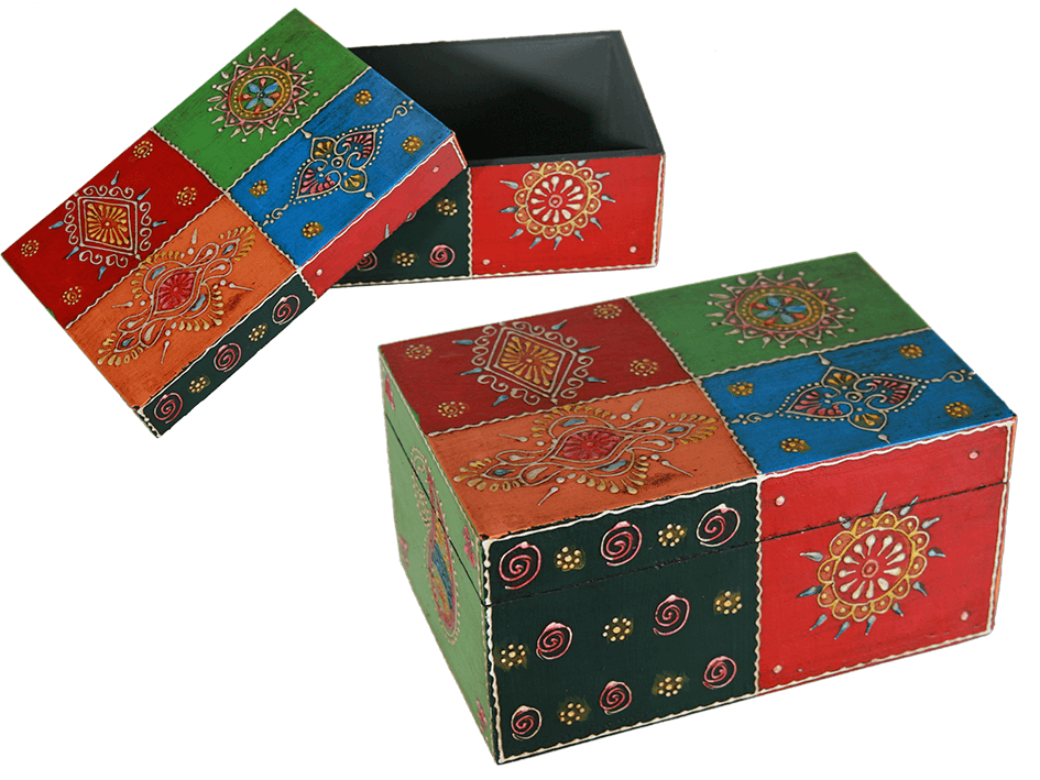 THE BLUE INDIAN WOODEN BOX HAND MADE 230052/230054