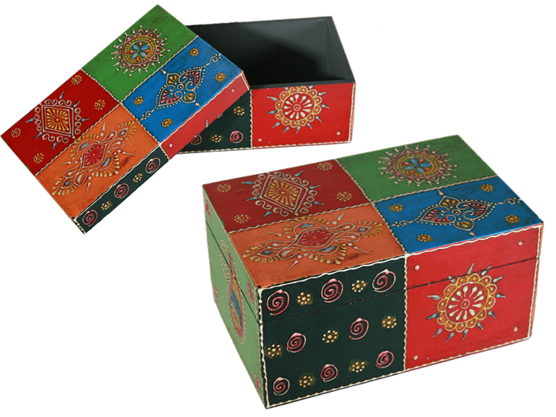 THE BLUE INDIAN WOODEN BOX HAND MADE 230052/230054