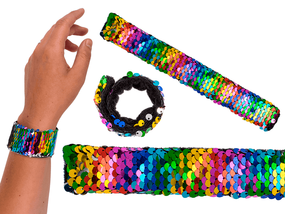 THE BLUE 21CM SEQUIN SNAP BRACELET RAINBOW