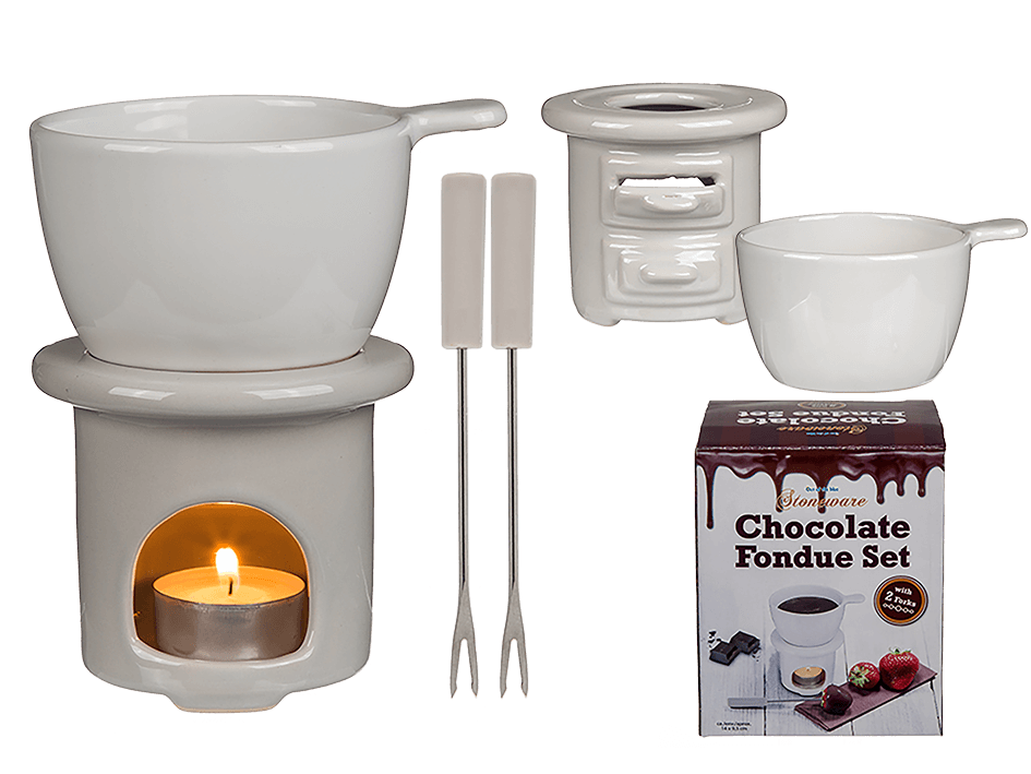 THE BLUE CHOCOLATE FONDUE SET W/2 FORKS 78/8290
