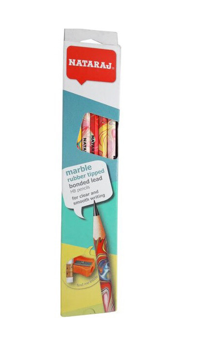 NATARAJ 12PCS MARBLE PRINT PENCILS W/SHARPENER+