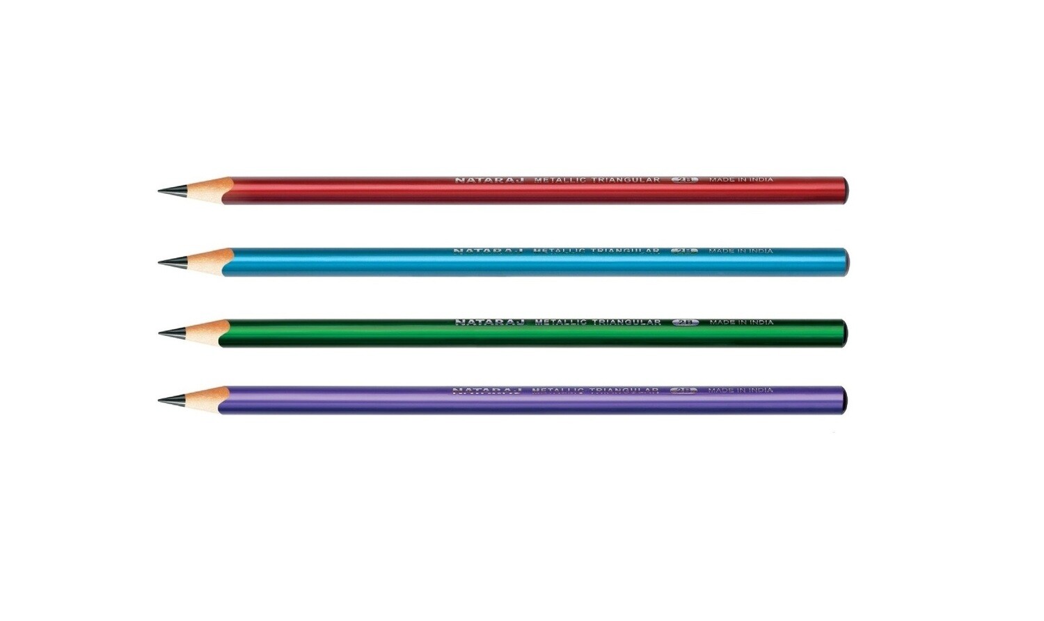 NATARAJ 12PCS METALLIC TRIANGLE PENCIL WITH SHARPENER AND ERASER