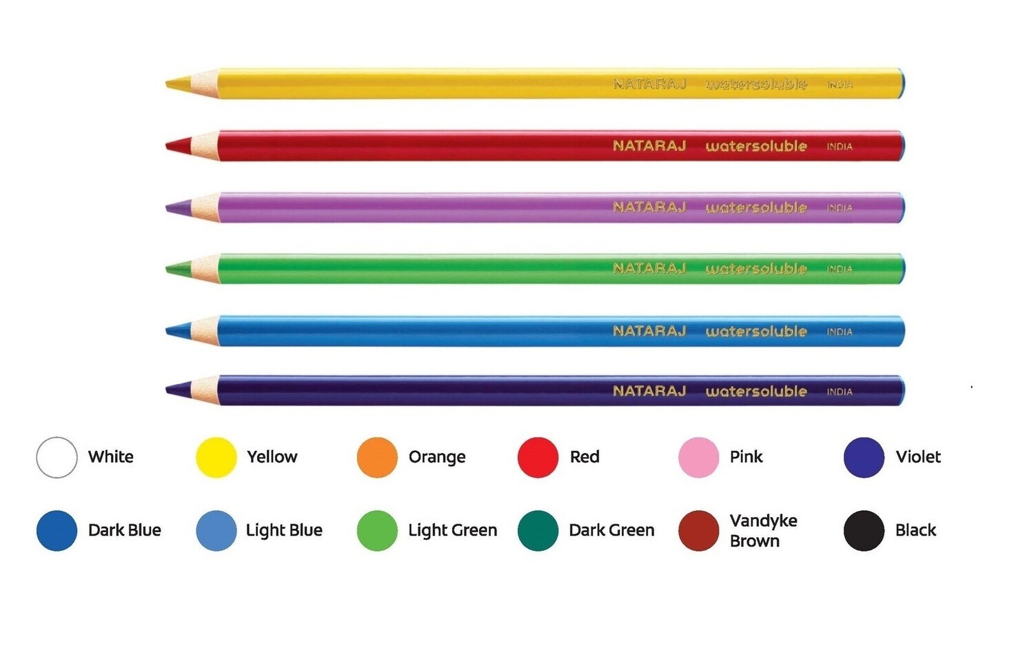 NATARAJ 12PCS FULL SIZE COLOR PENCIL WATER SOLUBLE