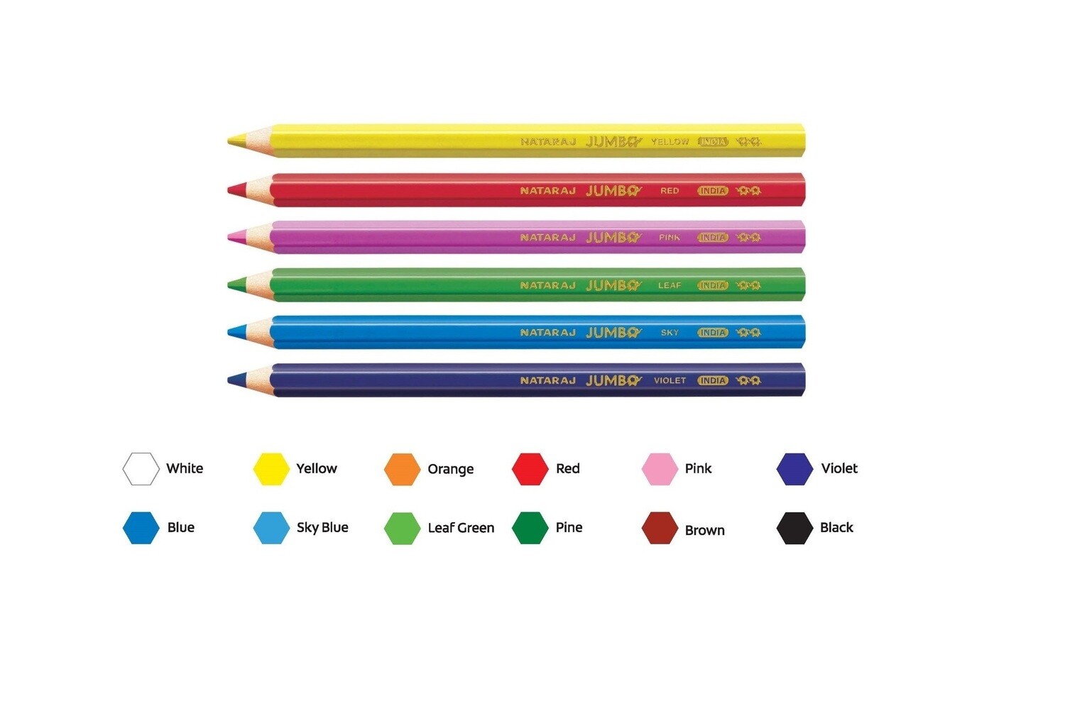 NATARAJ 12 JUMBO COLOR PENCIL W/SHARPENER