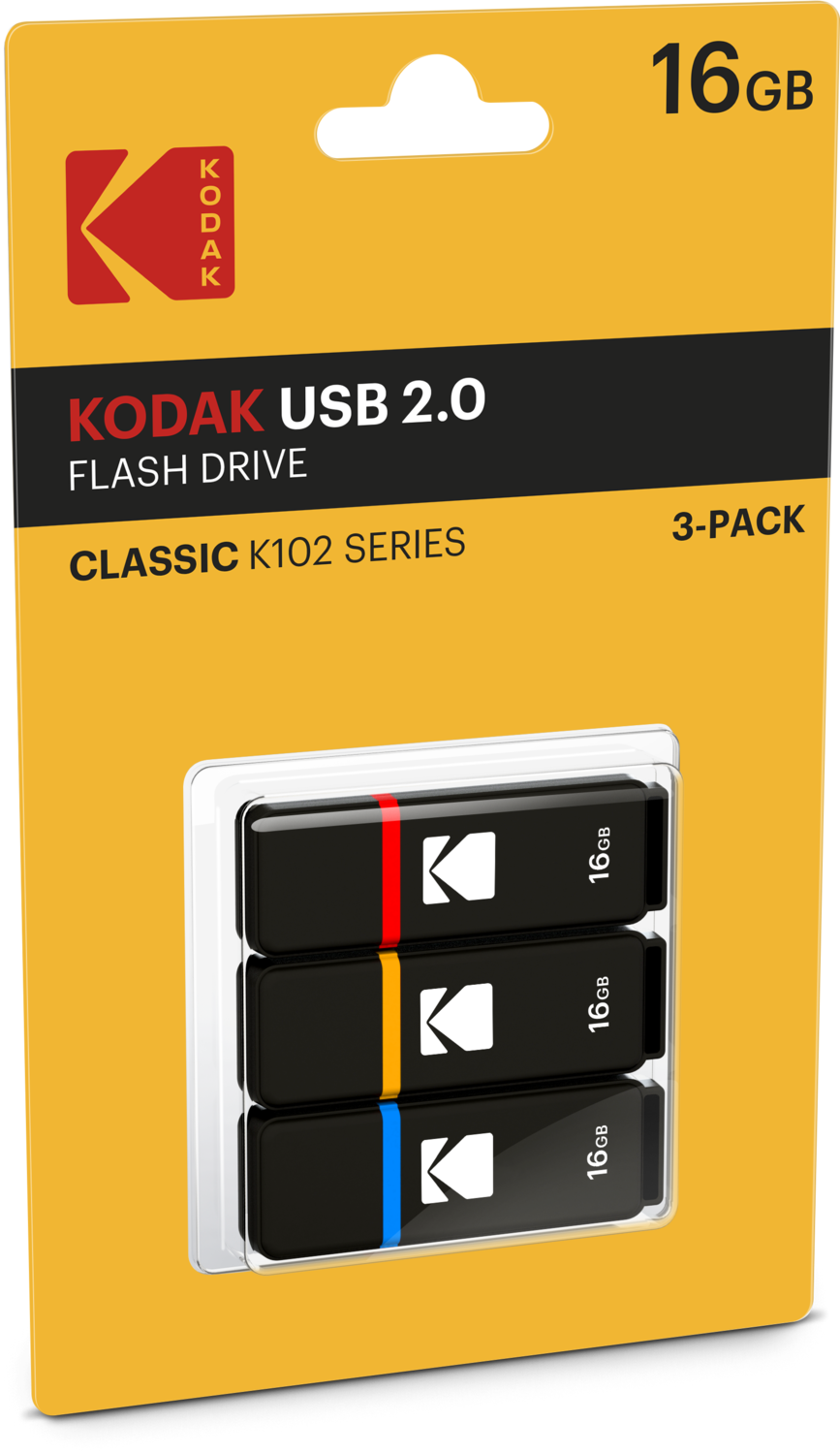 KODAK 3PC 16GB USB 2.0 FLASH DRIVE K102
