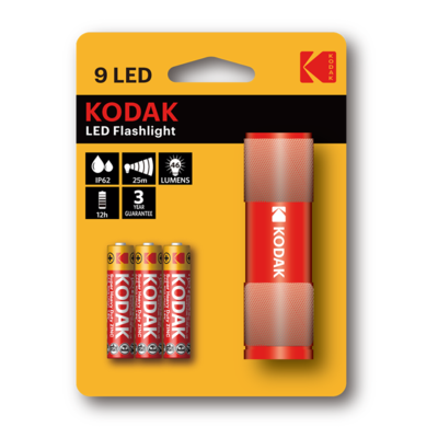 KODAK 9-LED FLASH LIGHT+3AAA HD BATTERIES 30412446