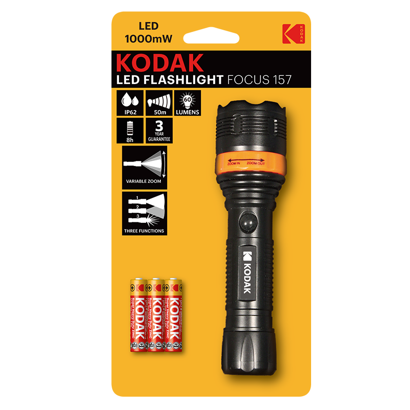 KODAK LED FOCUS FLASHLIGHT 1000MW+3AAA HD 30413191