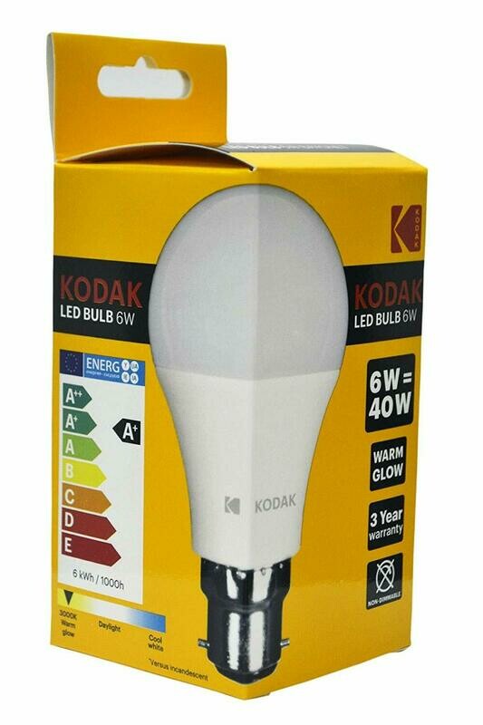 KODAK 6W LED BULB WARM GLOW B22 BAYONET 30415546