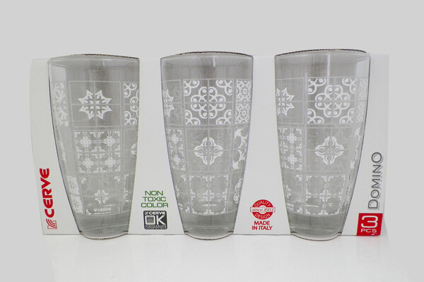 CERVE DOMINO 3PCS 400CC LONG DRINK TUMBLERS M64080