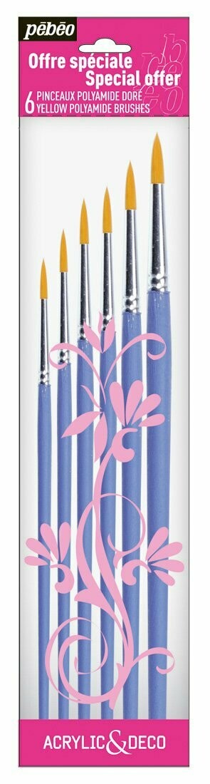 PEBEO 6PCS POLY ROUND BRUSH SET 951150