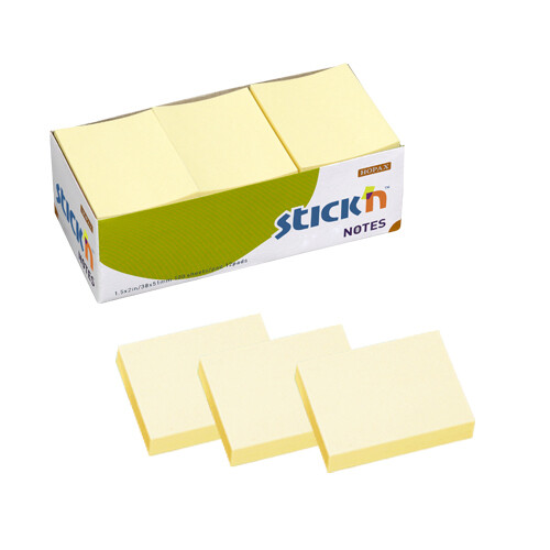 STICK&#39;N 1.5X2&quot; 100SH YELLOW NOTE PAD 38X51MM 21005