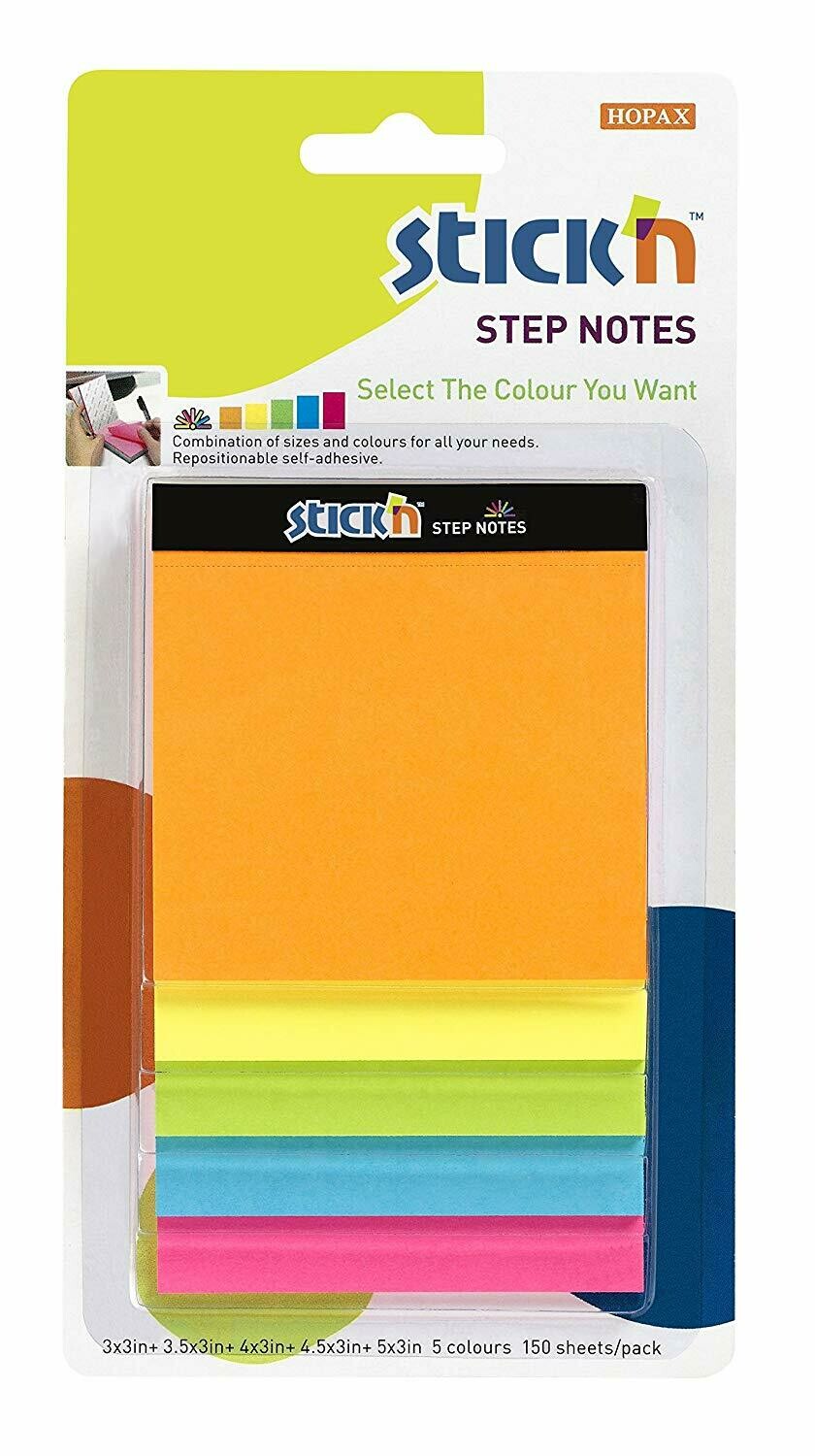 STICK&#39;N 150SHS STEP NOTES NEON 21423