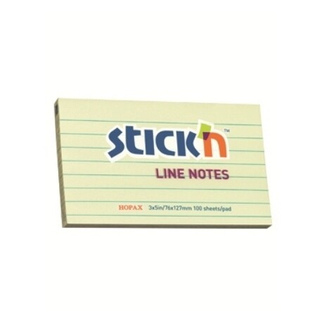 STICK&#39;N 3X5&quot; 100SHS YELLOW LINED NOTES PAD 21055