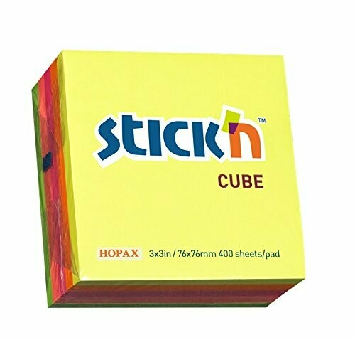 STICK&#39;N 3X3&quot; 400SHS RAINBOW CUBE NEON 21012