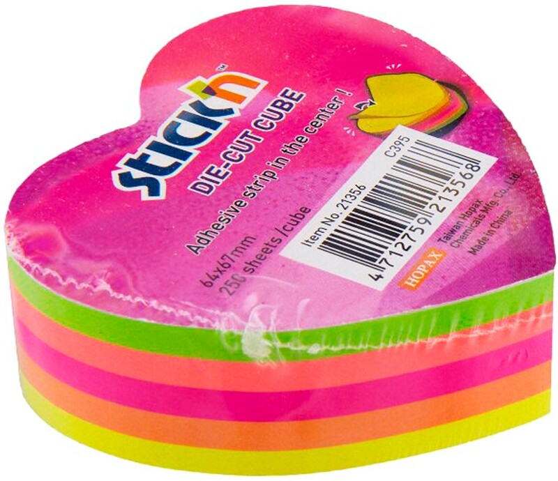 STICK&#39;N 67X67MM 250SHS DIE-CUT CUBE NEON ASSTD