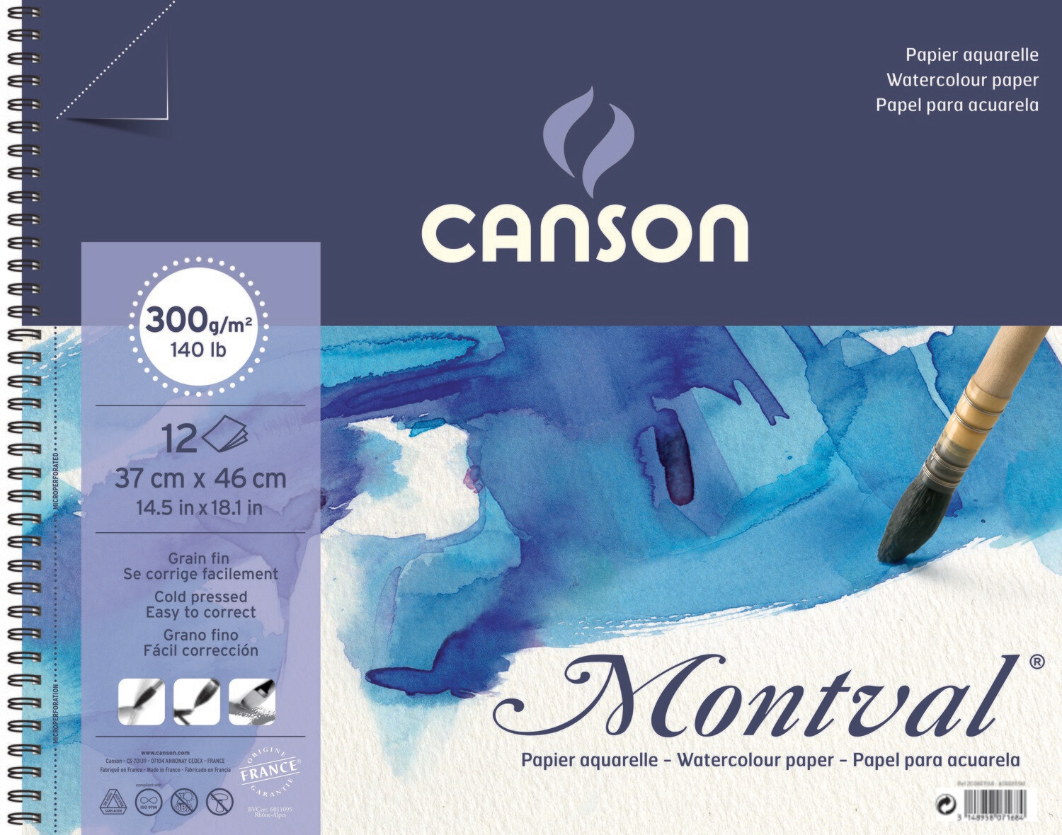 CANSON 37X46CM AQUARELL WATER PAD 12SHS 300GRM