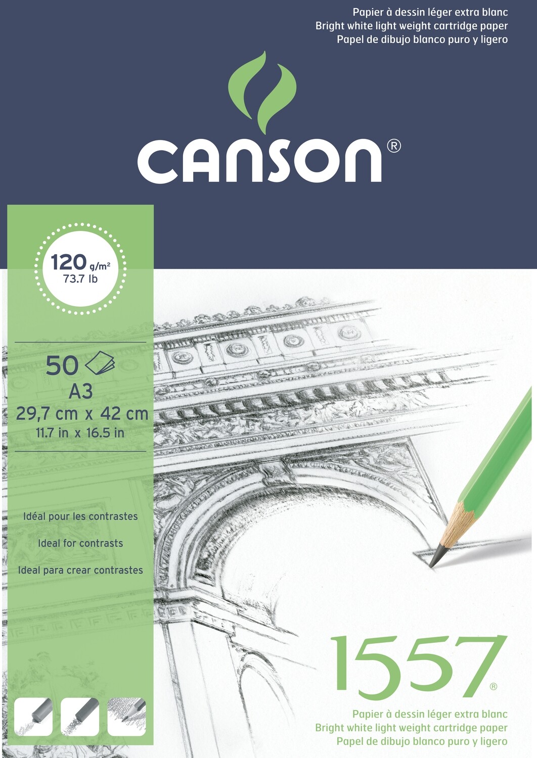 CANSON A3 1557 DRAWING PAD 120GRM 50SHS 204127409