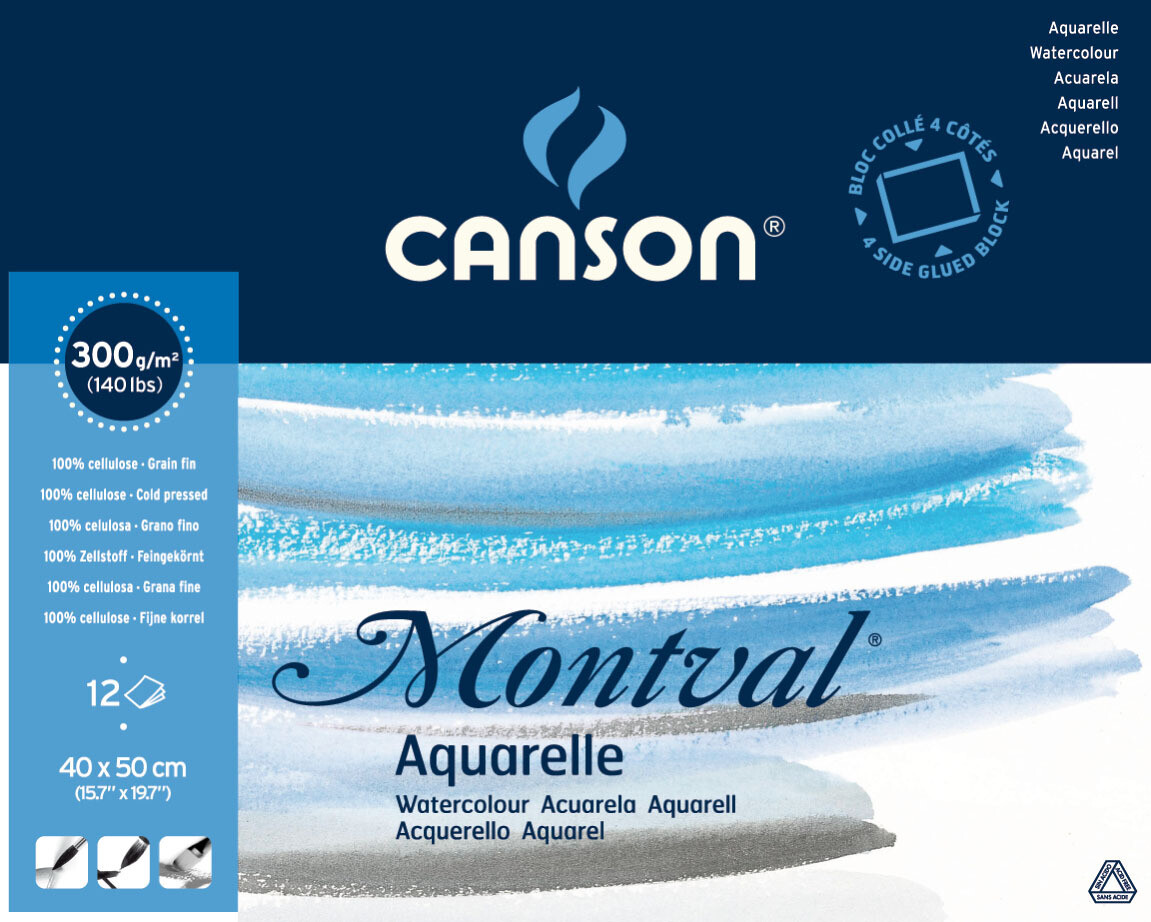 CANSON 40X50CM AQUAREL WATER PAD 12SHS 300G