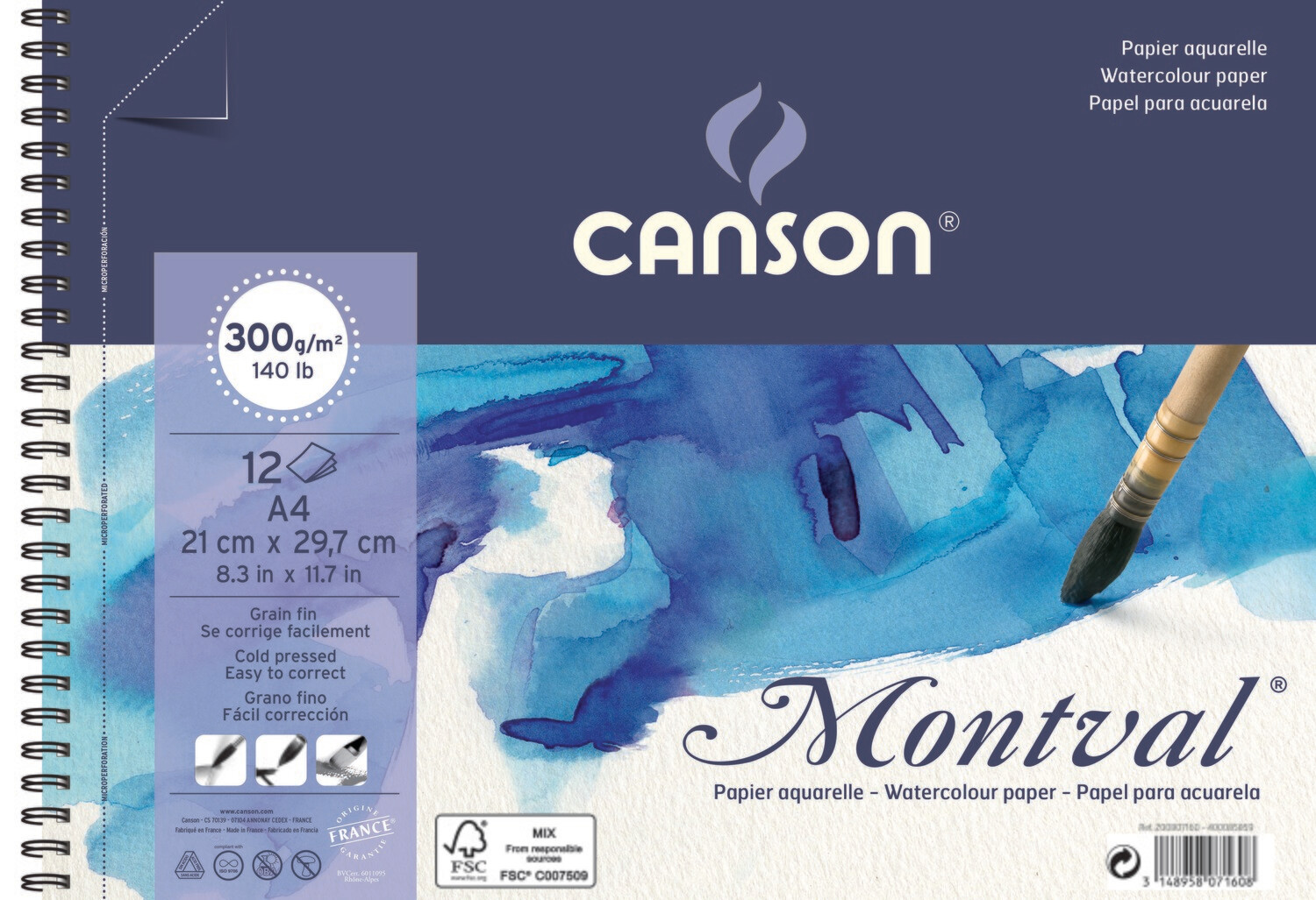 CANSON A4 AQUAREL WATER PAD 12SHS 300GSM 200807160