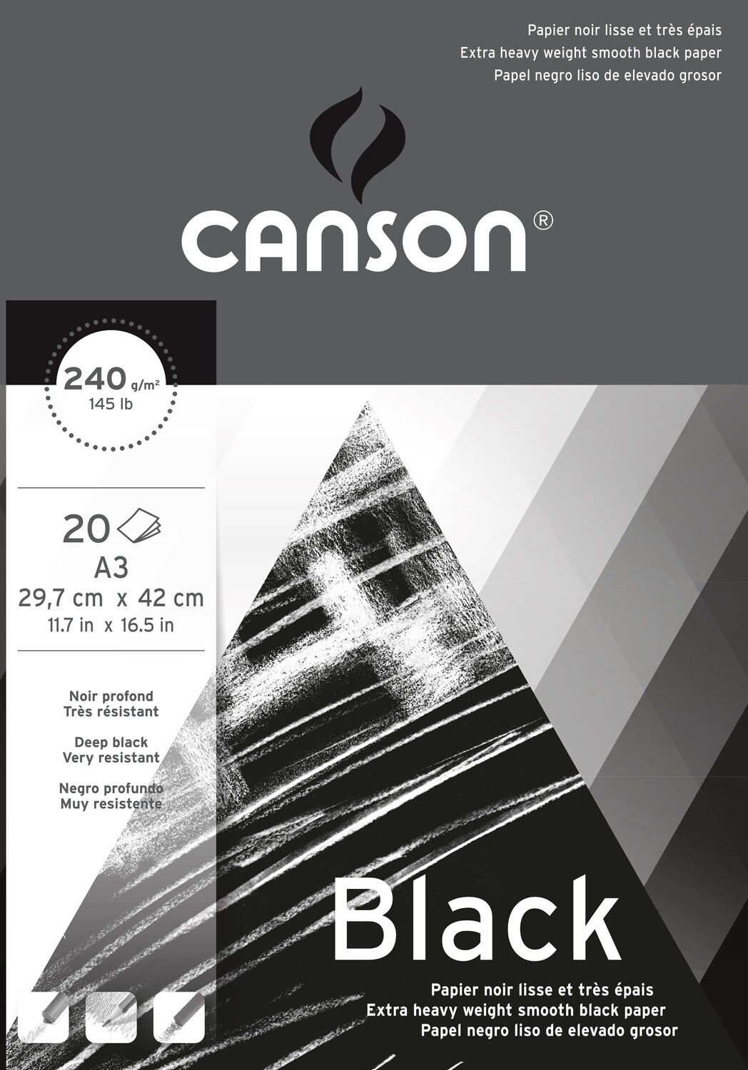 CANSON A3 BLACK WATER PAD 240GRM 20SHS 20037711