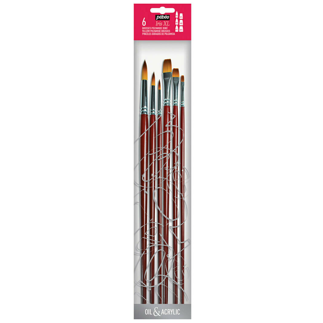 PEBEO 6PCS IRIS BRUSH SET (4-8-12) 945130 RND/FLAT