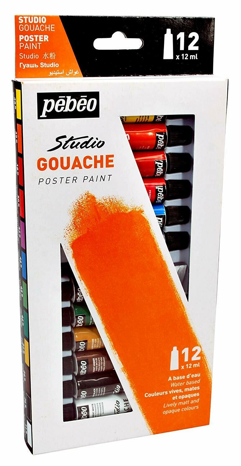 PEBEO GOUACHE STUDIO COLOUR SET 12T12ML668800