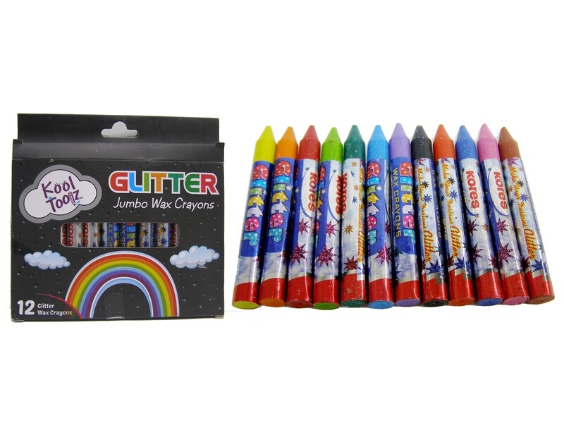 KOOLTOOLZ 12PCS GLITTER JUMBO WAX CRAYONS