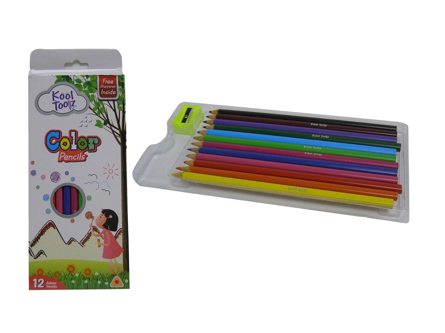 KOOLTOOLZ 12PCS FULL COLOUR PENCILS W/SHARPENER
