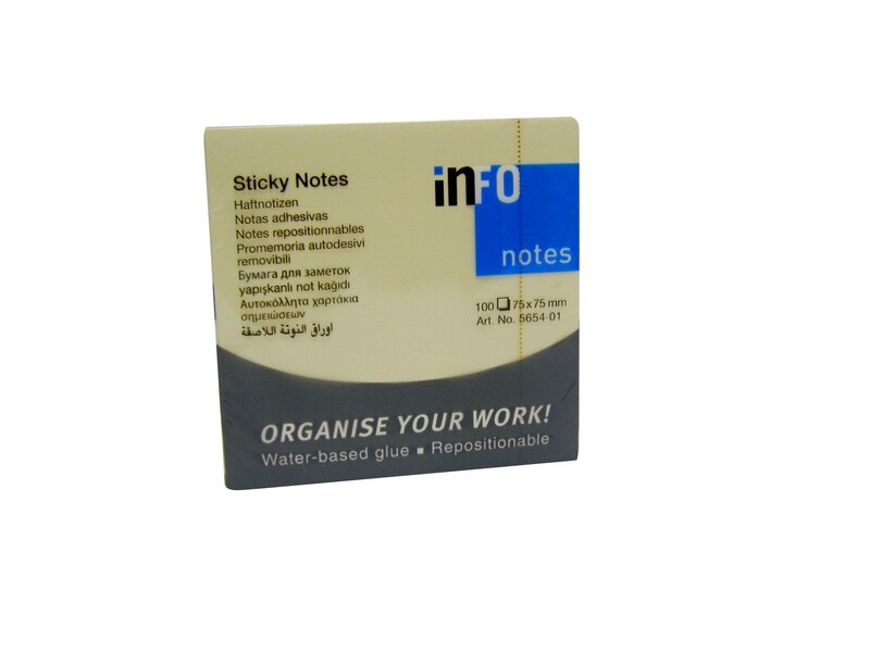 INFO 75X75MM YELLOW NOTE PAD 5654-01 (3X3&quot;)