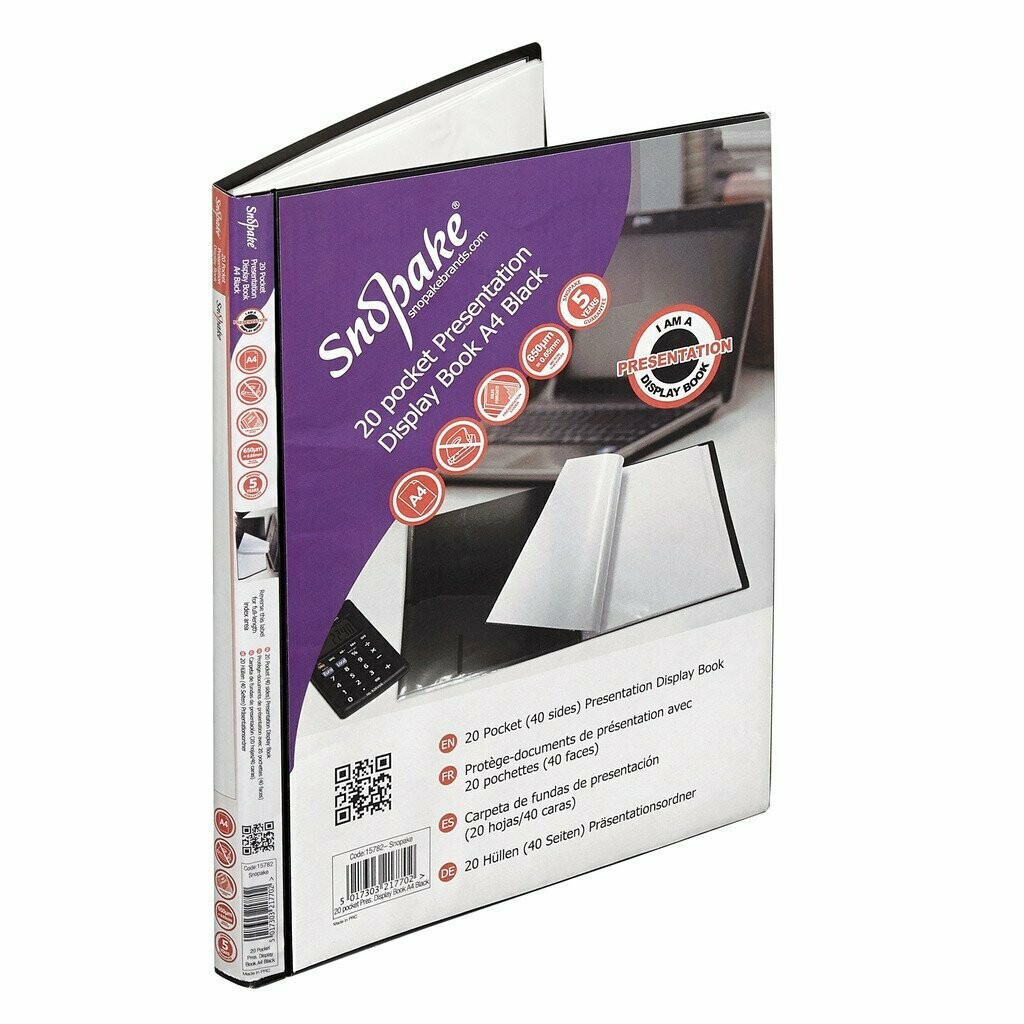 SNOPAKE A4 20 POCKET PRESENTATION DISPLAY BOOK