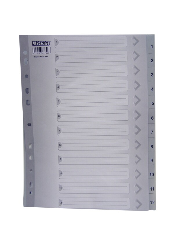 RSC/PARTNER A4 PVC DIVIDER 1-12 GREY