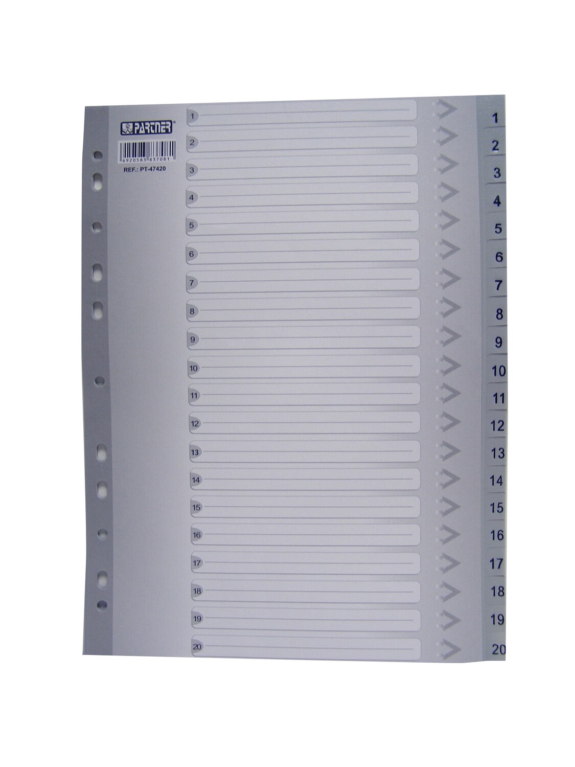 RSC/PREMIER A4 PVC DIVIDER 1-20 GREY
