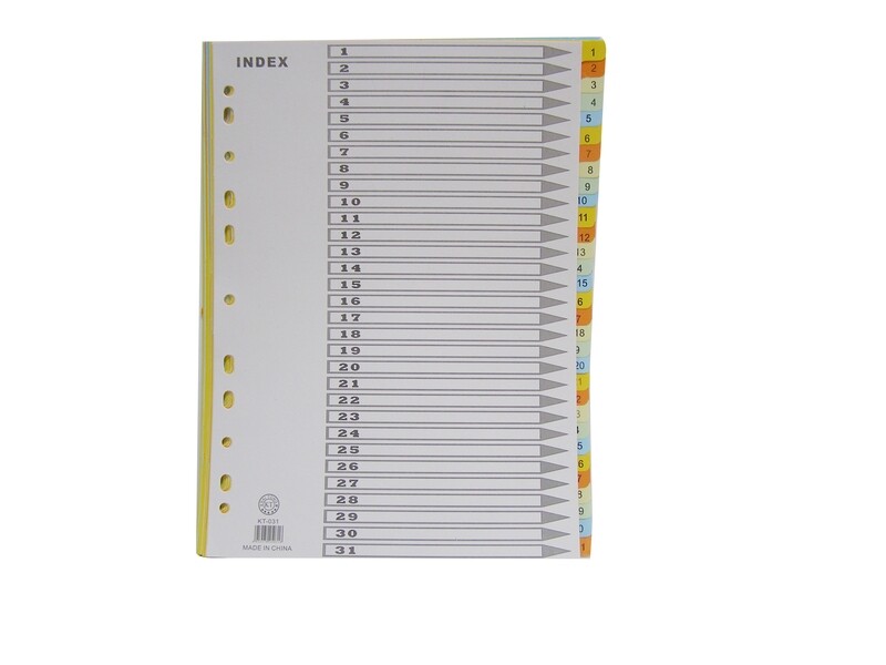 RSC/PREMIER/ATLAS A4 MANILA DIVIDER 1-31 COLOR