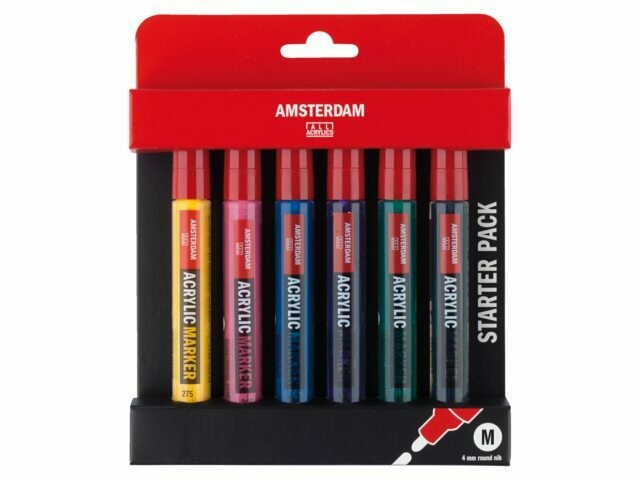 AMSTERDAM 6PCS ACRYLIC MARKER SET 4MM NIB 17519002