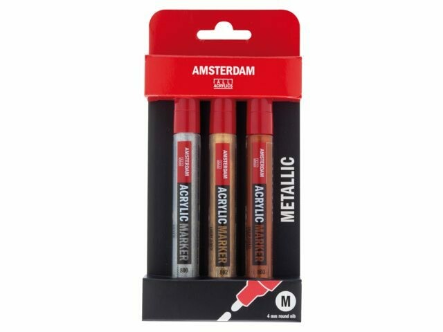 AMSTERDAM 3PCS ACRYLIC MARKER SET 4MM NIB 17519004