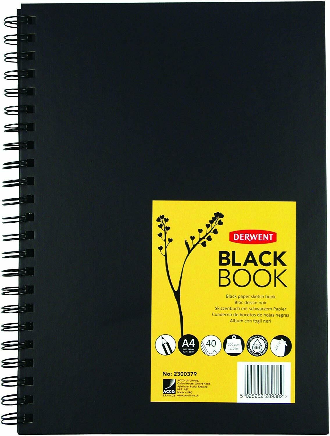 DERWENT A4 BLACK PAPER SKETCH BOOK 2300379