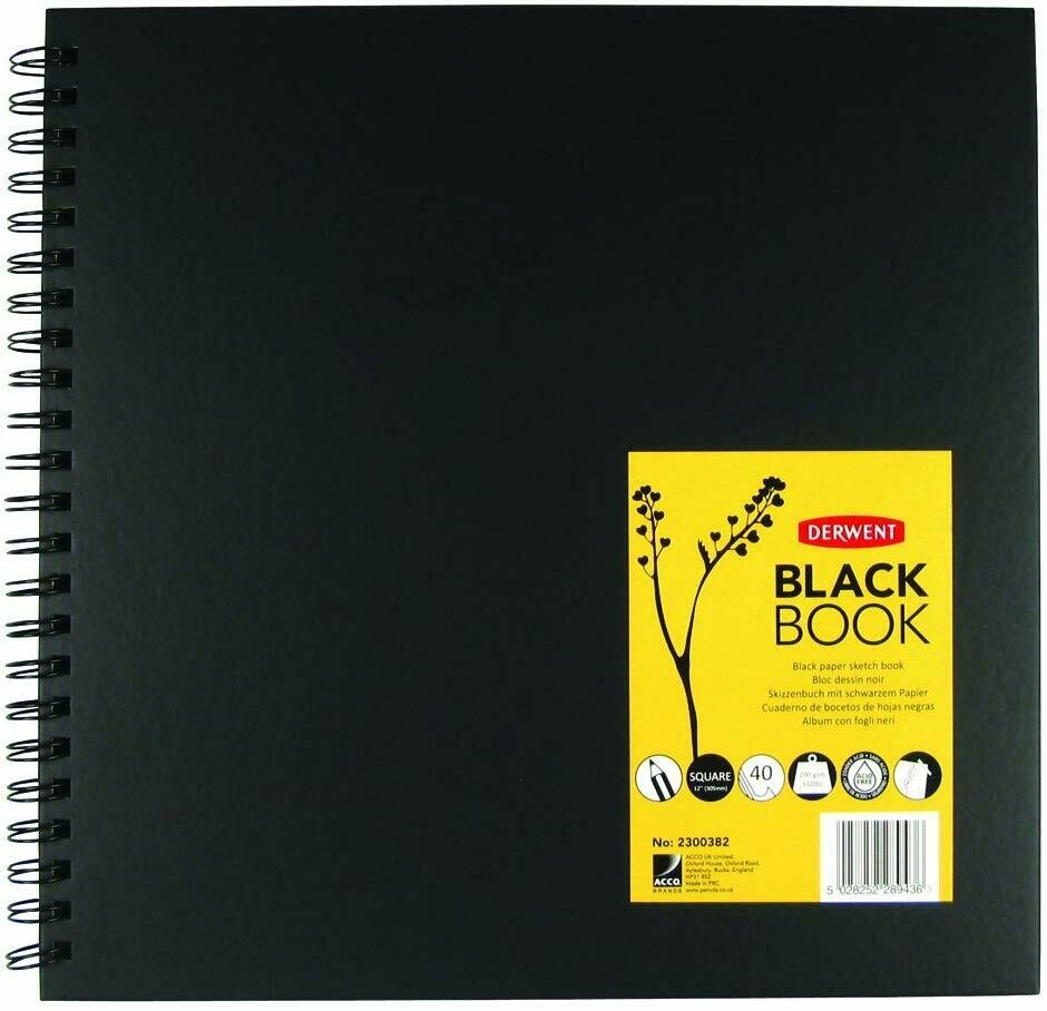 DERWENT SQUARE 12&quot; BLACK PAPER SKETCH BOOK 2300382
