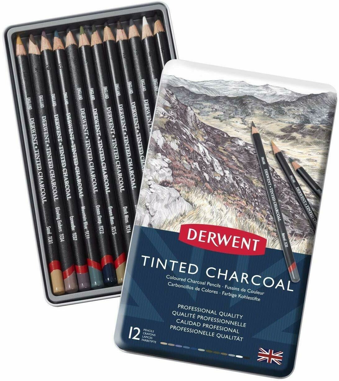 DERWENT 1X12 TINTED CHARCOAL PENCIL 2301690, Select Size: 1X12