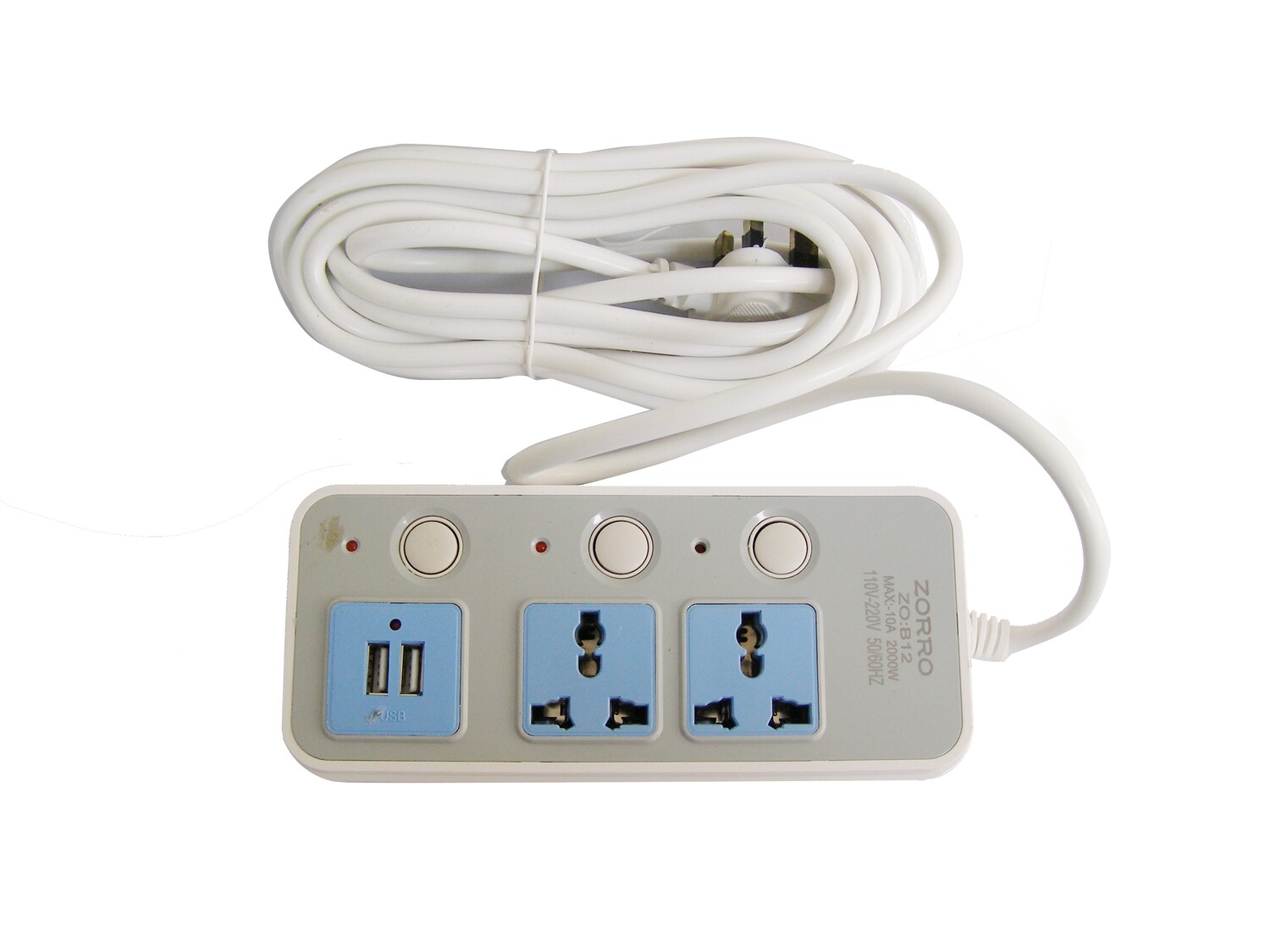 RSC ZORRO 2WAY 3MTR EXTENSION CORD+2USB C18-119